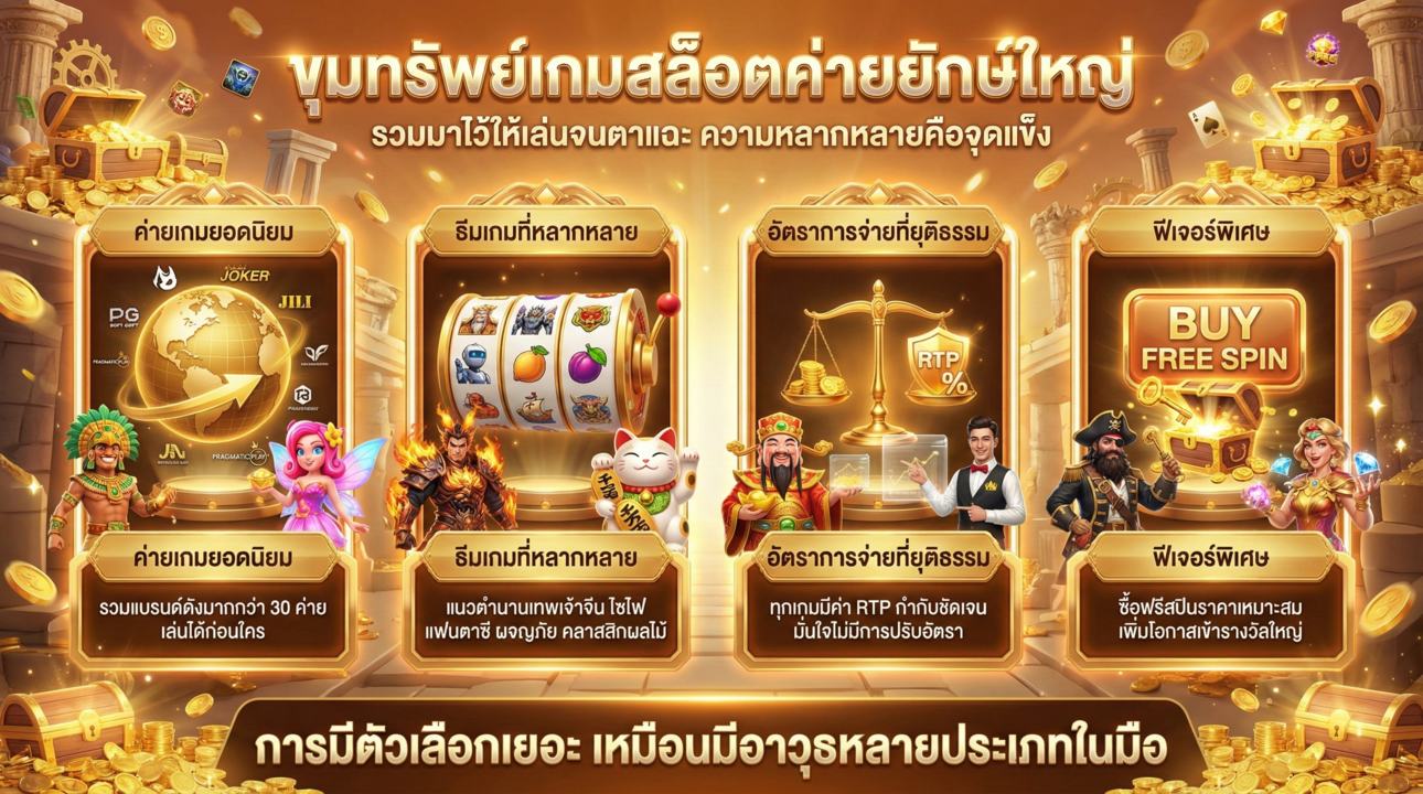 คลังเกมสล็อตค่ายยักษ์ใหญ่ รวมที่สุดของความหลากหลาย