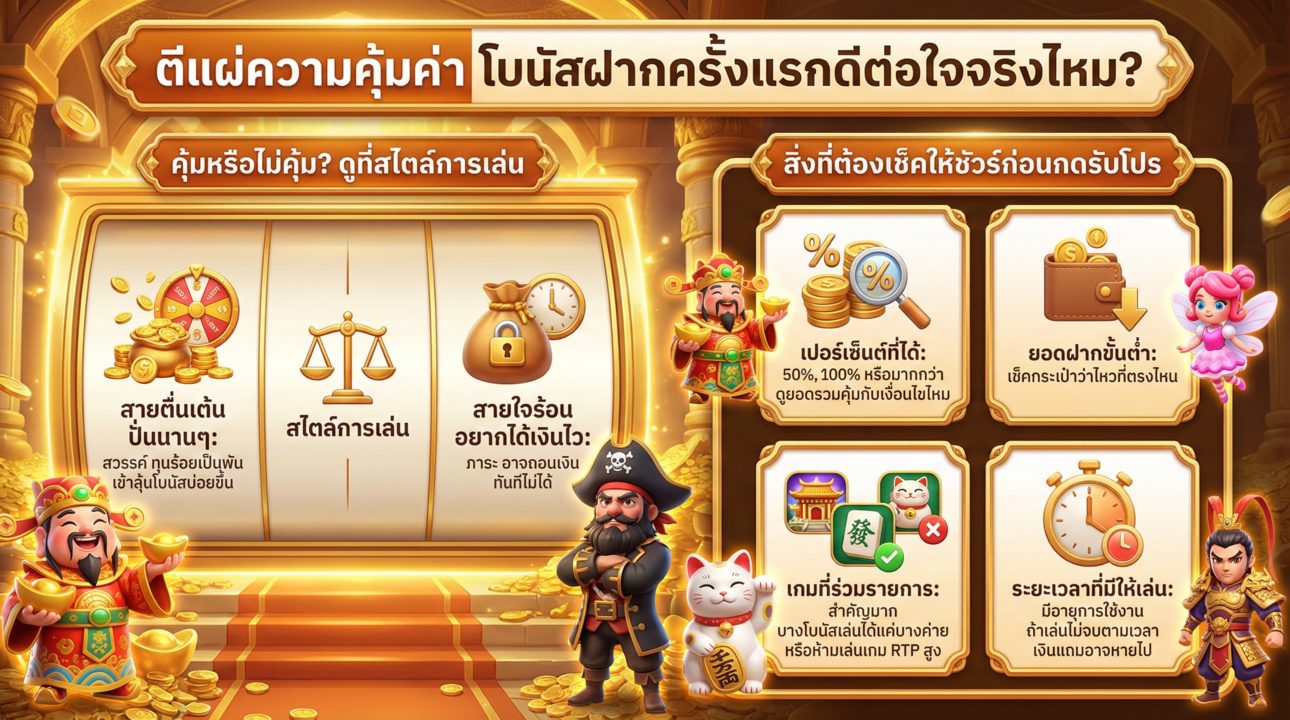 สรุปโบนัสฝากแรก วิธีเลือกให้คุ้มค่าที่สุด