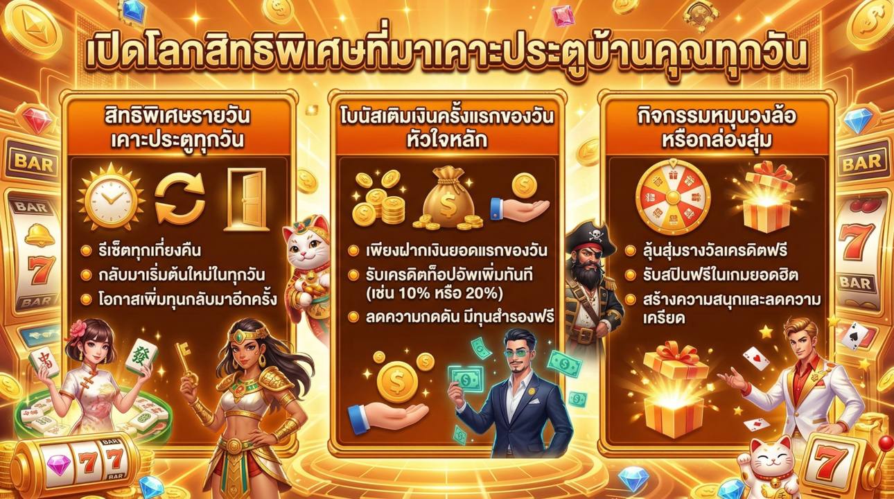 รวมสิทธิพิเศษรายวัน รับโบนัสคุ้มค่าทุกการฝาก
