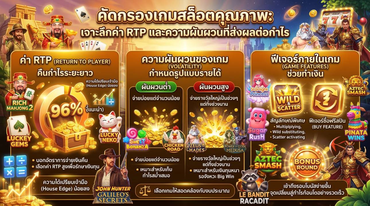 เทคนิคเลือกเกมสล็อตทำเงิน